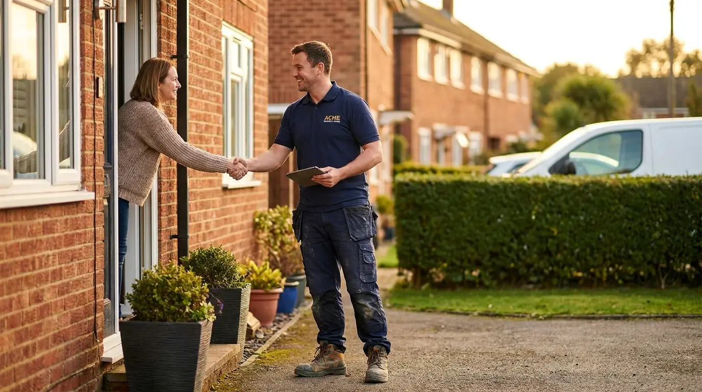 Contractor arriving at a client's home
